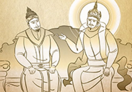 佛分半座與迦葉共坐因